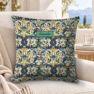 Sicilian Mediterranean citrus blue tiles Cushion
