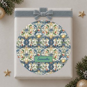 Sicilian Mediterranean oranges majolica blue Classic Round Sticker