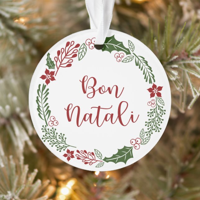 Sicilian Merry Christmas Wreath, Bon Natali Ornament (Tree)