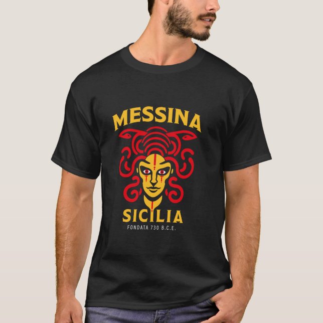 Sicilian Messina Sicilia Design Medusa Trinacria S T-Shirt (Front)