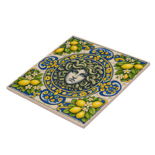 Sicilian pattern medusa ceramic tile