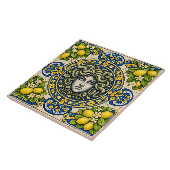 Sicilian pattern medusa ceramic tile (Side)