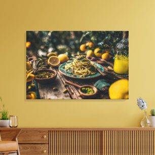 Sicilian Pistachio Pesto Spaghetti in Orchard Canvas Print