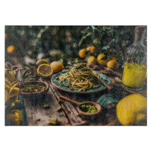 Sicilian Pistachio Pesto Spaghetti in Orchard Cutting Board