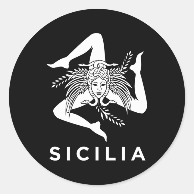 Sicilian Pride Sicilia Sicilian Flag Trinacria Classic Round Sticker (Front)