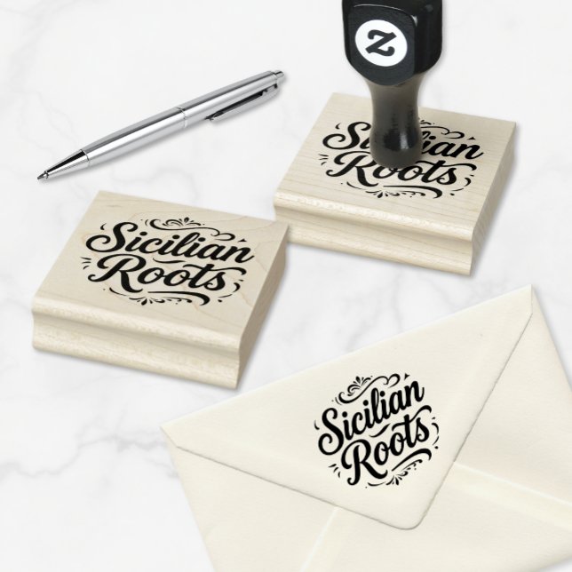 Sicilian Roots - Heritage Italian Design Rubber Stamp (Sicilian Roots Heritage Design Italian Stamper for crafting and stationery accent)