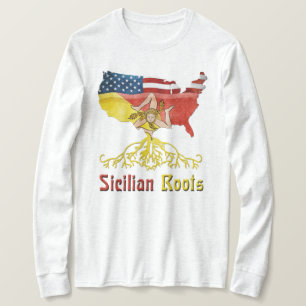 Sicilian Roots USA Flag Heritage T-Shirt