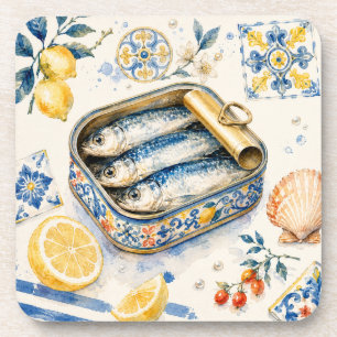 Sicilian Sardine Watercolor Art Coaster