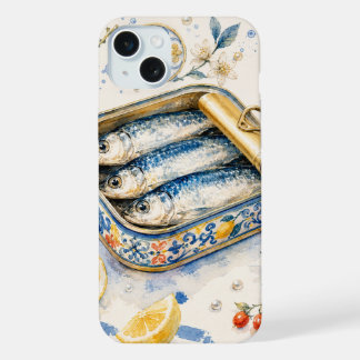 Sicilian Sardine Watercolor Art iPhone 15 Plus Case
