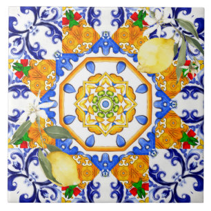 Sicilian style,lemons,majolica Ceramic Tile