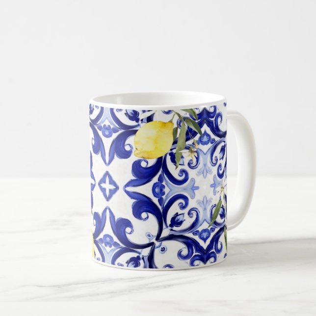 Sicilian style,lemons,majolica  coffee mug (Front Right)