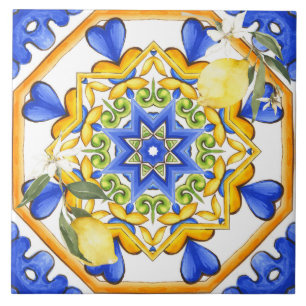 Sicilian style,lemons,majolica tile