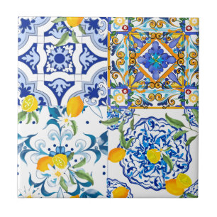 Sicilian style,majolica,lemons tile