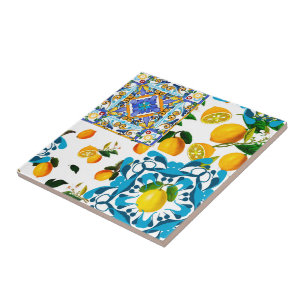 Sicilian style,majolica,lemons tile