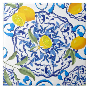 Sicilian style,majolica,lemons tile
