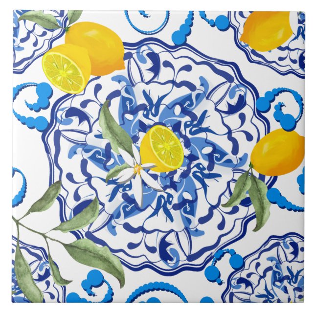 Sicilian style,majolica,lemons                tile (Front)