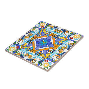 Sicilian style,majolica,lemons tile