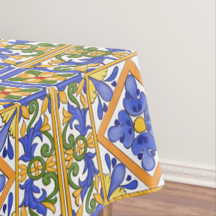 Sicilian style,majolica,summer,colourful pattern  tablecloth