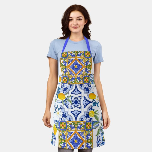 Sicilian style,summer art All-Over Print Apron (Worn)