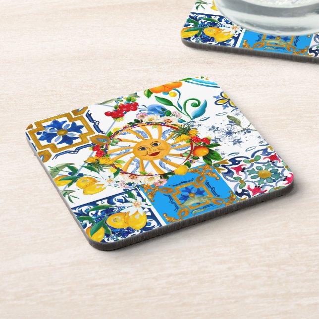 Sicilian style,summer art,lemons      coaster (Left Side)