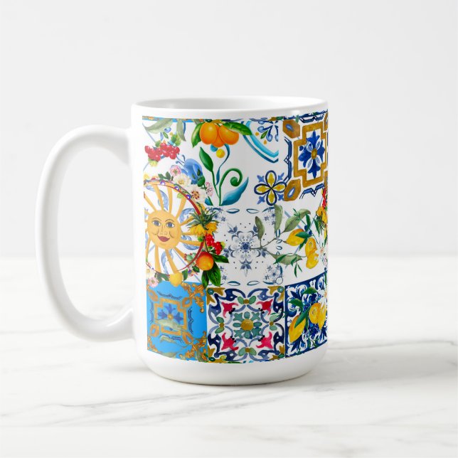 Sicilian style,summer art,lemons  coffee mug (Left)