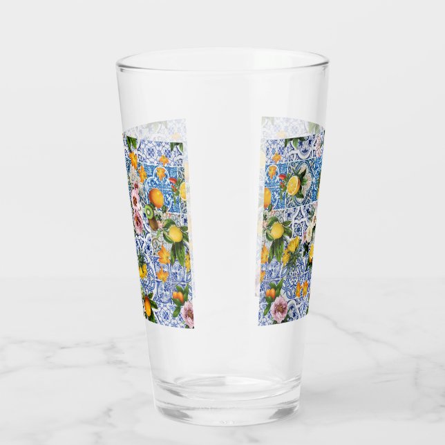 Sicilian style tiles with flowers and lemon glass (Right)