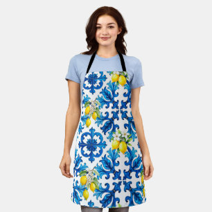 Sicilian,summer,lemon,mosaic,blue  apron