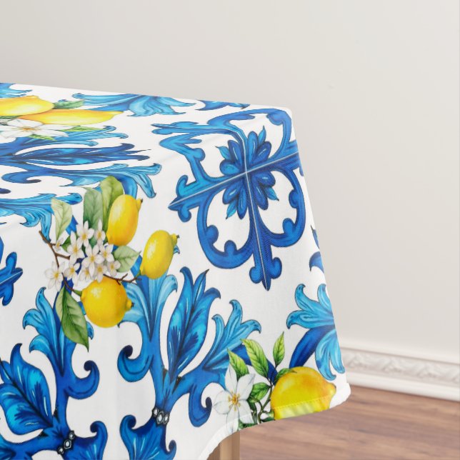 Sicilian,summer,lemon,mosaic,blue  tablecloth (In Situ)