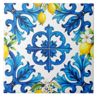 Sicilian,summer,lemon,mosaic,blue tile