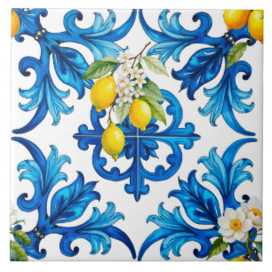 Sicilian,summer,lemon,mosaic,blue tile
