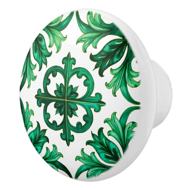 Sicilian,summer,lemon,mosaic,green, Ceramic Knob (Right)