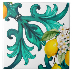 Sicilian,summer,lemon,mosaic,green, Tile