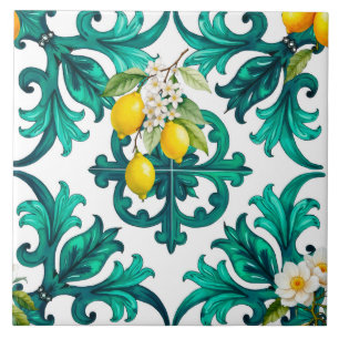 Sicilian,summer,lemon,mosaic,green, Tile