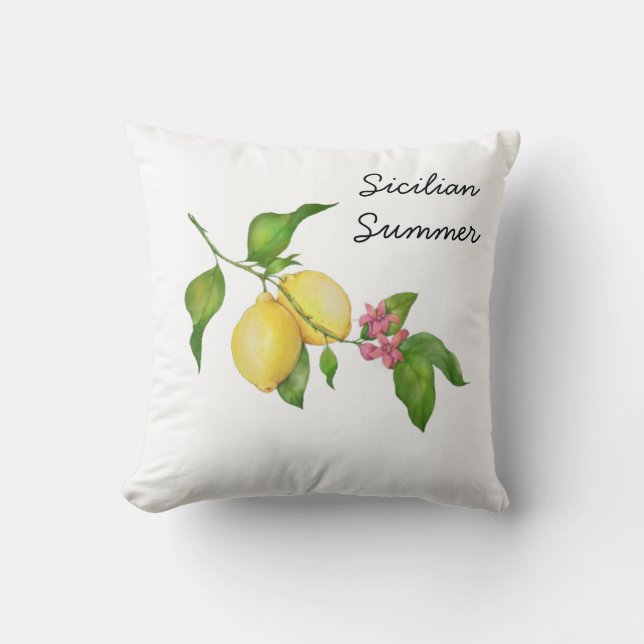 Sicilian Summer Lemon Tree Cushion (Front)