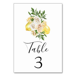 Sicilian Summer Lemons Table Number Sign