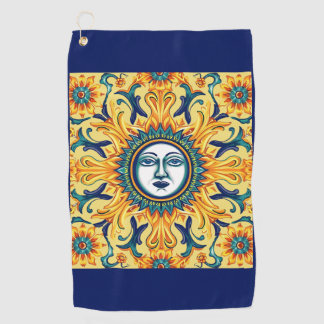 Sicilian Sun Face Golf Towel — Sapphire Blue Ed.