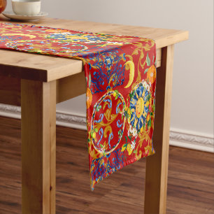 Sicilian sun,half moon,summer,majolica,lemon art, short table runner