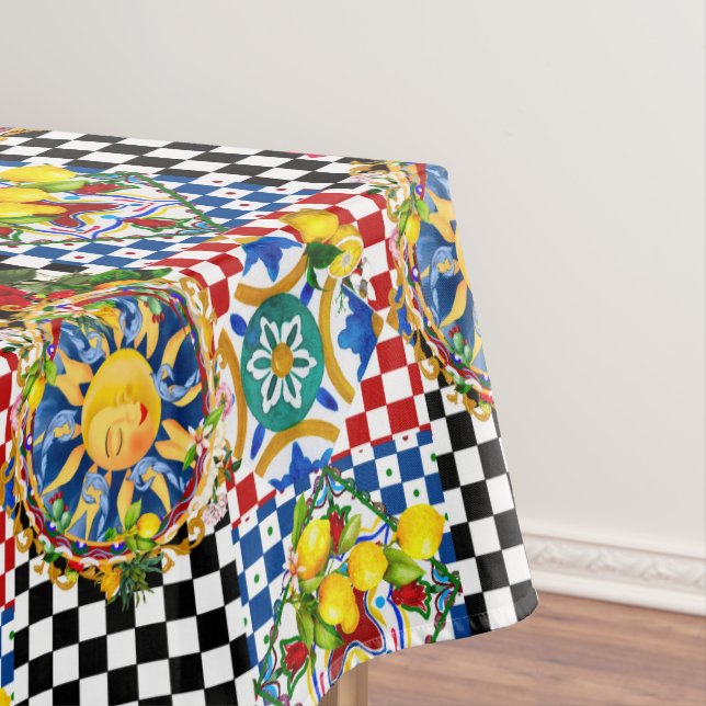 Sicilian sun,lemon,mediterranean tiles, tablecloth (In Situ)