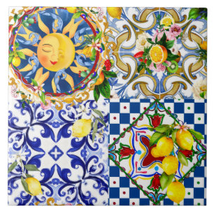 Sicilian sun,lemon,mediterranean tiles, tile