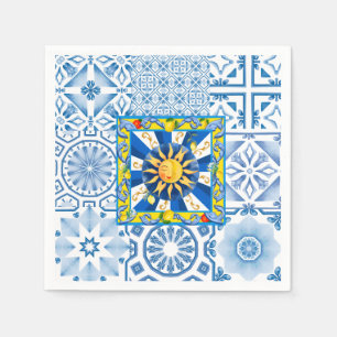 Sicilian sun,lemon,mosaic,majolica, napkin