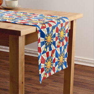 Sicilian sun, majolica,lemon, short table runner