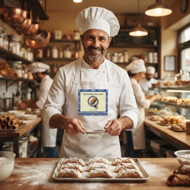 Sicilian Tile Cannoli Dessert Chef Standard Apron (Creator Uploaded)