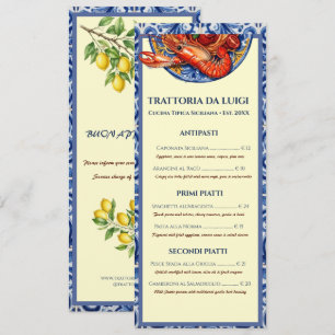 Sicilian Tile Italian Restaurant Menu Rack Card