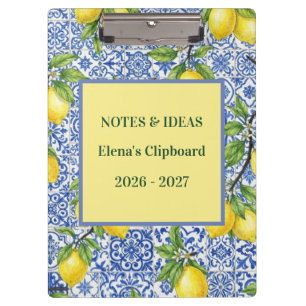 Sicilian Tile & Lemon Personalised Back to School Clipboard