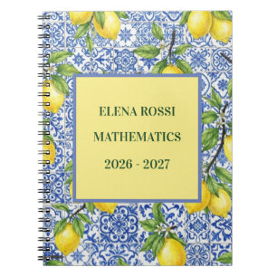 Sicilian Tile & Lemon Personalised Back to School Notebook