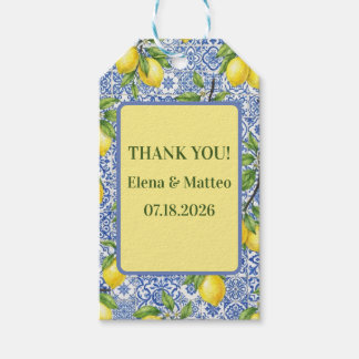 Sicilian Tile & Lemon Wedding Gift Tags