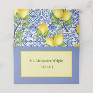 Sicilian Tile & Lemon Wedding Place Card