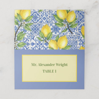 Sicilian Tile & Lemon Wedding Place Card