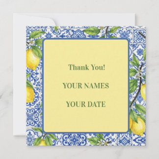 Sicilian Tile & Lemon Wedding Thank You Card