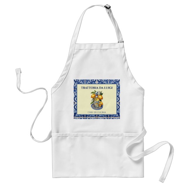 Sicilian Tile Limoncello White Restaurant Chef Standard Apron (Front)